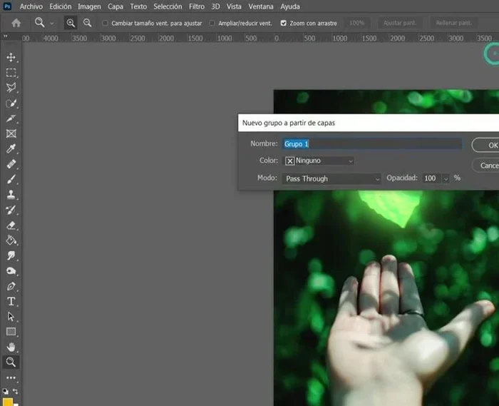 Agrupar las capas con desenfoque (crear un grupo de capas).