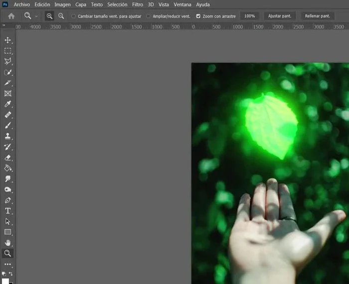 Ajustar la exposición del grupo para controlar la intensidad del resplandor (-188 en el ejemplo).