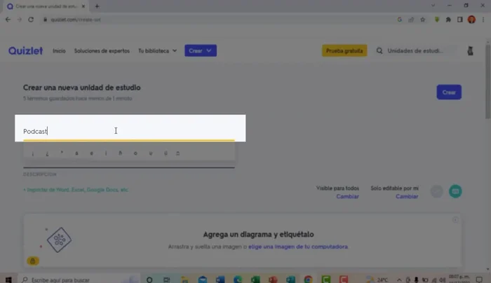 Dar clic al botón 'Crear' para finalizar.