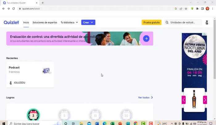 En el menú desplegable, seleccionar la opción 'Unidad de estudio'.