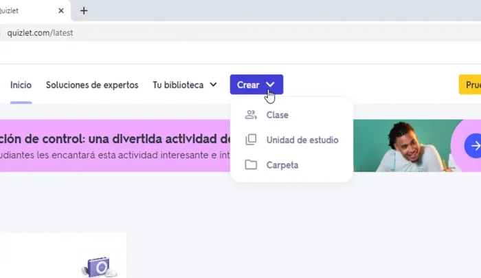 En el menú desplegable, seleccionar la opción 'Unidad de estudio'.