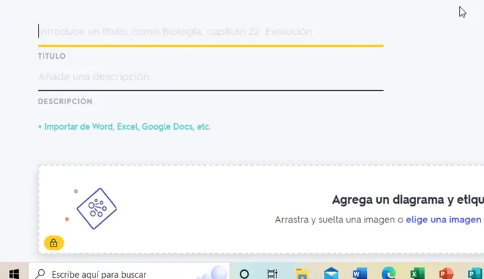 Elegir la opción 'Importar desde Word, Excel, Google Docs, etc'.
