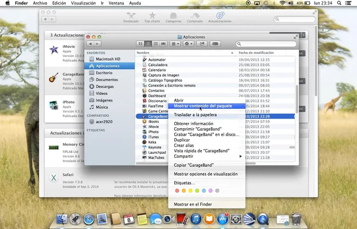 Navegar hasta la carpeta "Contents" -> "Resources" (o carpeta similar dependiendo de la aplicación).