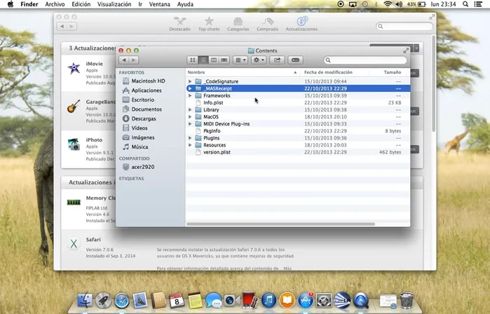 Eliminar la carpeta "Frameworks" o la carpeta que contiene archivos sospechosos de impedir la actualización. (En el vídeo se elimina una carpeta llamada "hardware content", pero esto puede variar según la app).