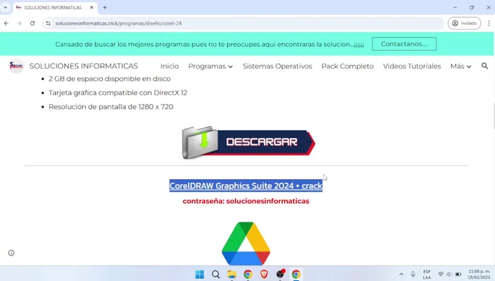 Descomprimir el archivo descargado usando la contraseña encontrada en la misma página de descarga.