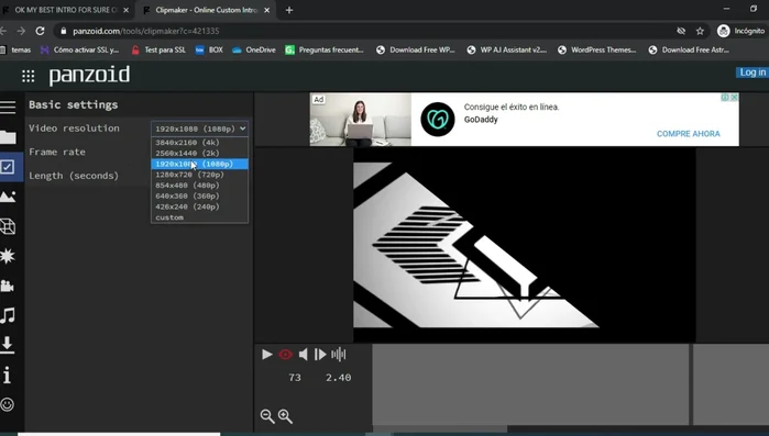 Edita el tiempo de duración del clip según tus necesidades.