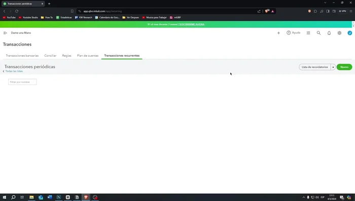 Configurar transacciones recurrentes (facturas, pagos, etc.).
