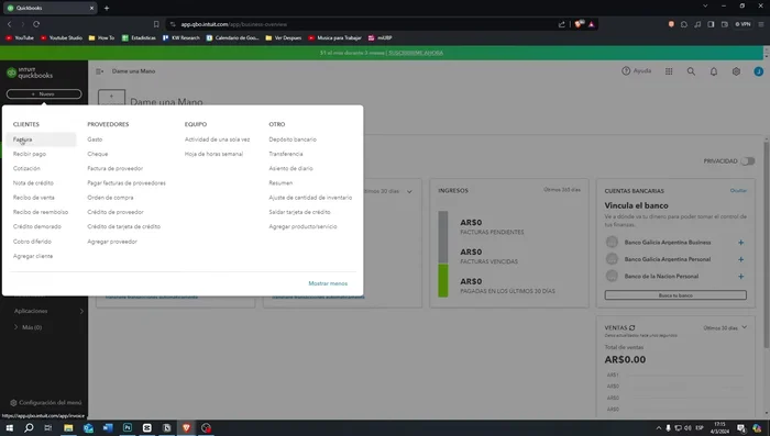 Registrar gastos: crear facturas de gasto para proveedores, registrar pagos realizados.
