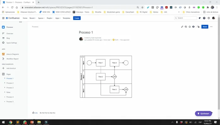 Crear una página para cada proceso (ej: 'Proceso 1').