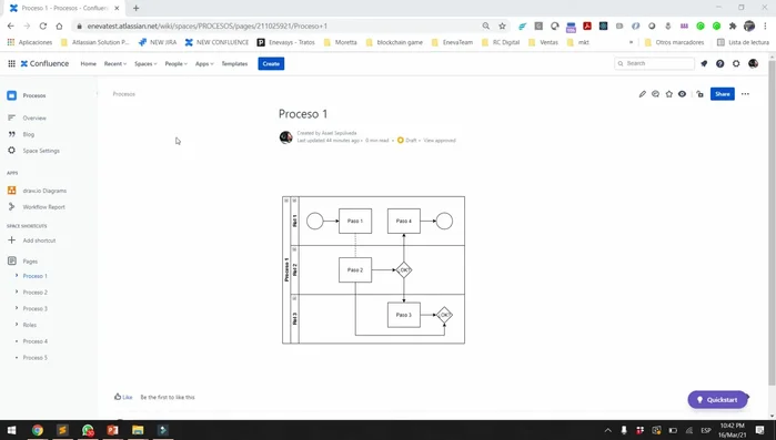 Crear una página para cada proceso (ej: 'Proceso 1').