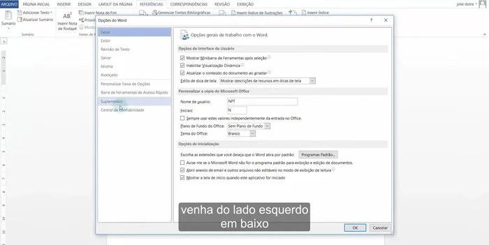 Seleccionar 'Complementos COM'.