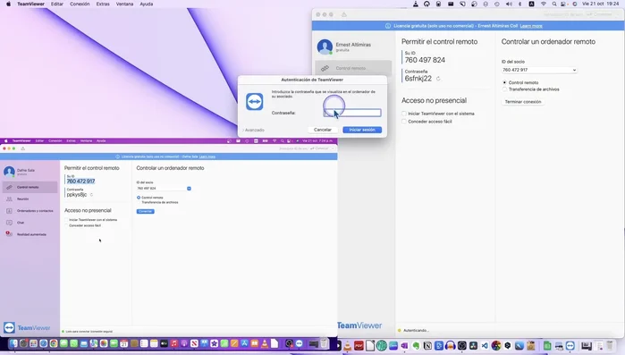 Iniciar sesión en TeamViewer y controlar el ordenador remoto