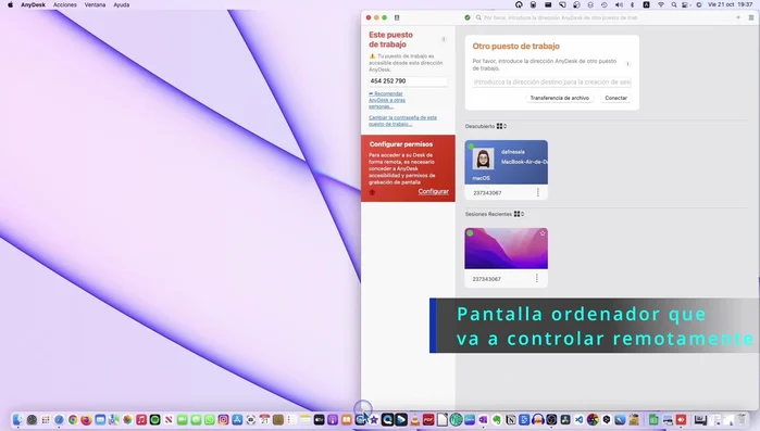 Obtener el ID de AnyDesk en el ordenador remoto