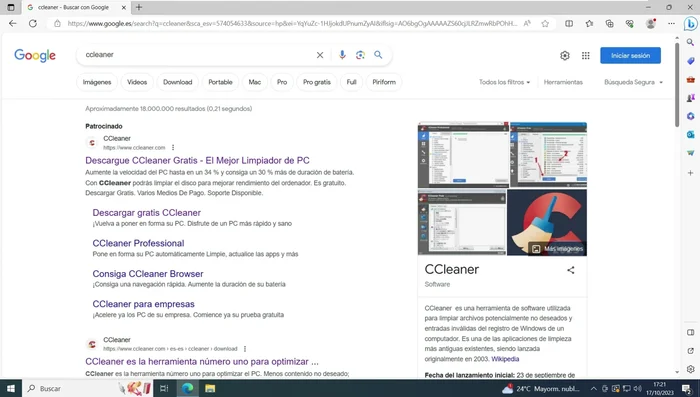 Descargar e instalar CCleaner.