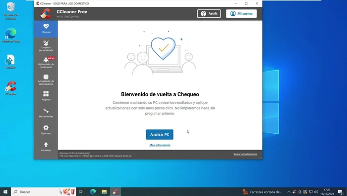 Hacer clic en "Analizar" y luego en "Ejecutar el limpiador".