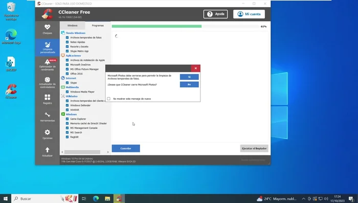 Hacer clic en "Analizar" y luego en "Ejecutar el limpiador".