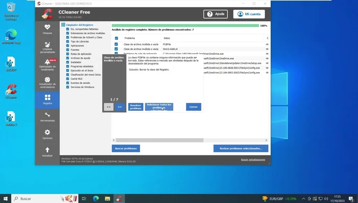 Seleccionar todos los problemas y hacer clic en "Reparar seleccionados".