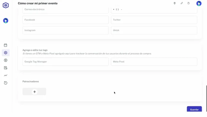Incluir Google Tag Manager o metapíxeles, y patrocinios (si aplica).
