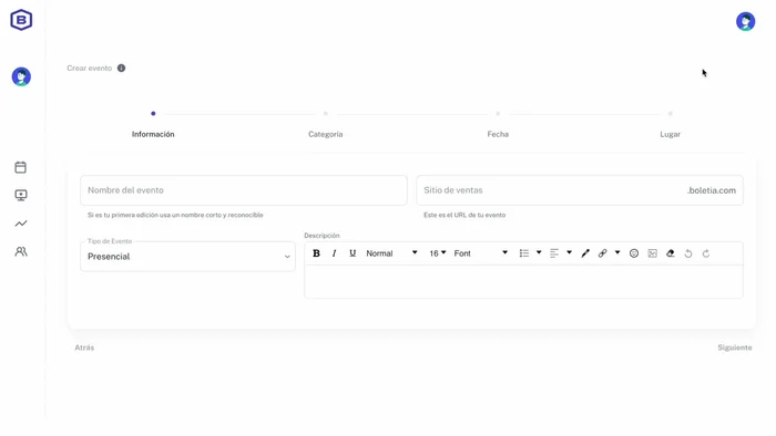 Categoría y subcategoría del evento.