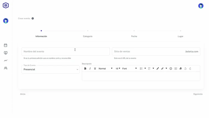 Categoría y subcategoría del evento.
