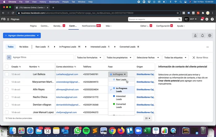 Define las fases de tus clientes (prospecto en crudo, nuevo, en progreso, interesado, convertido).