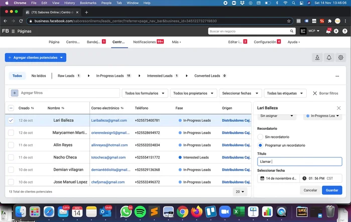 Añade notas a cada contacto para registrar la interacción y el progreso.