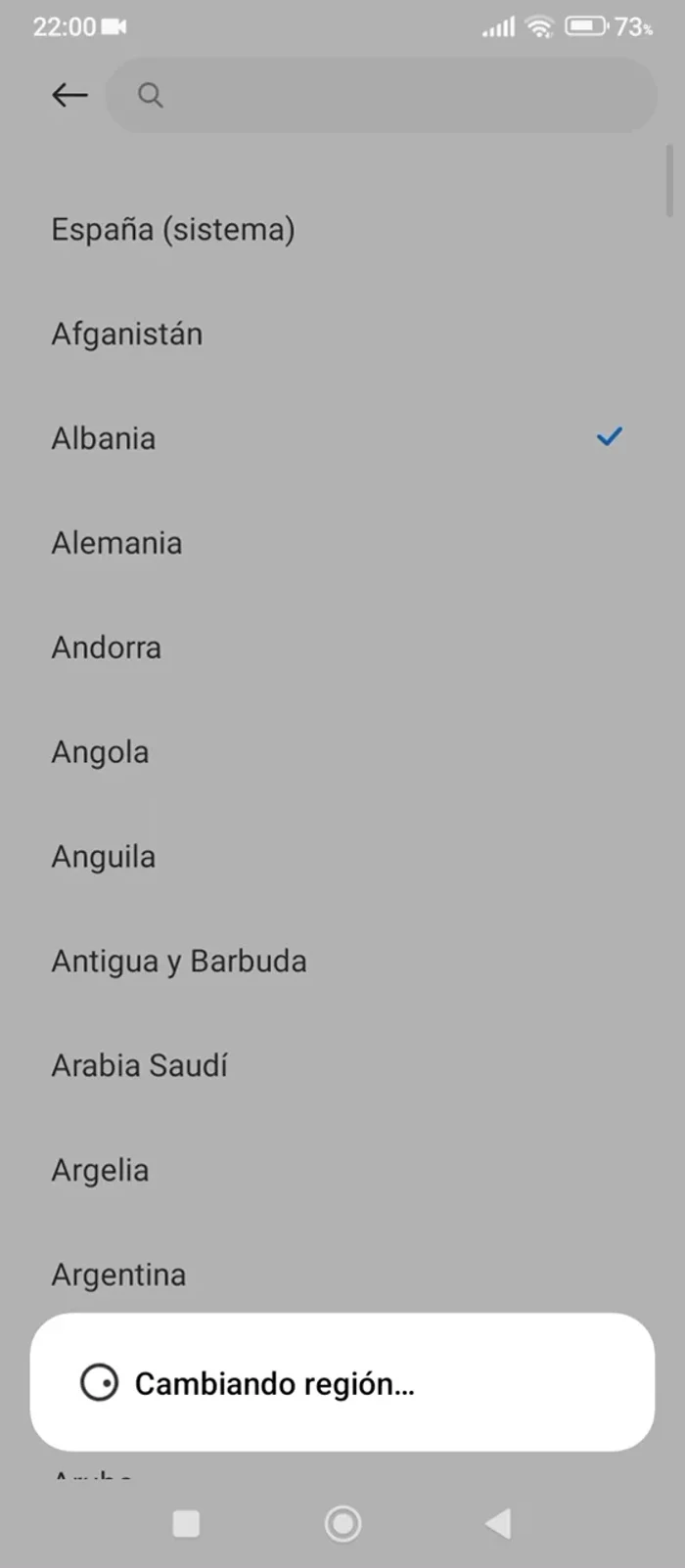 Como ejemplo, si seleccionas Valencia, la aplicación debería actualizar la información del tiempo para esa ubicación.