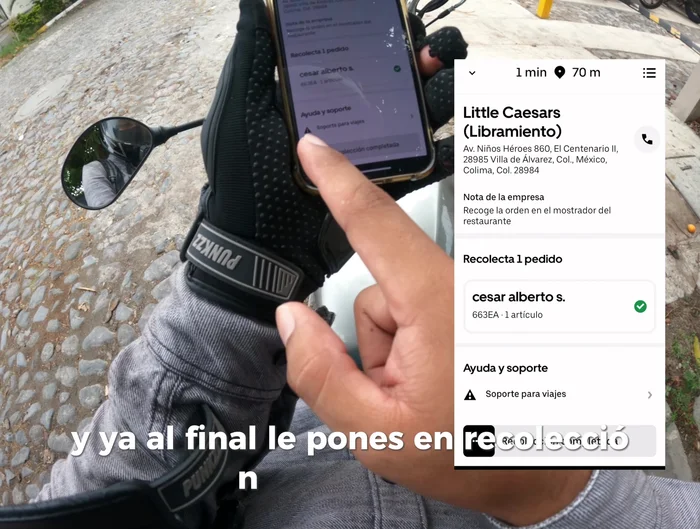 Completar la recolección: Marca 'Recolección Completada' una vez que tienes el pedido.