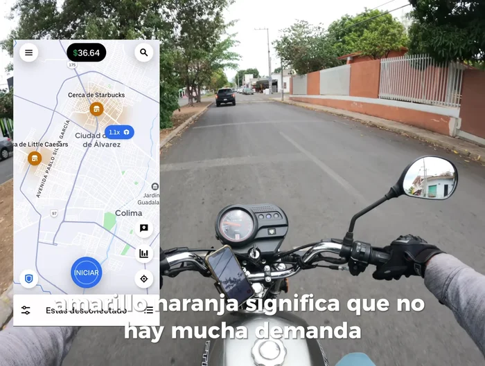Interpretar el mapa de demanda: Zonas naranjas/amarillas indican alta demanda, zonas rojas indican demanda muy alta, zonas sin color indican baja demanda.