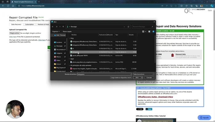 Seleccionar el archivo dañado.