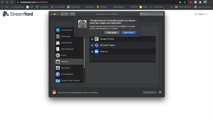 Cerrar y volver a abrir Google Chrome.