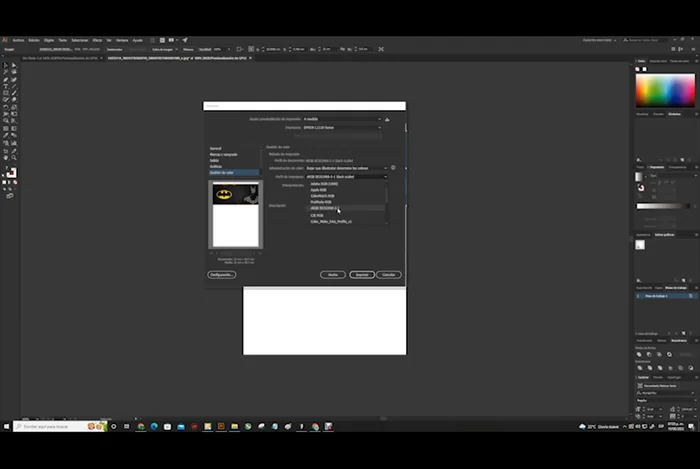 En 'Interpretación', elegir 'Perceptual' para mantener la fidelidad de color.
