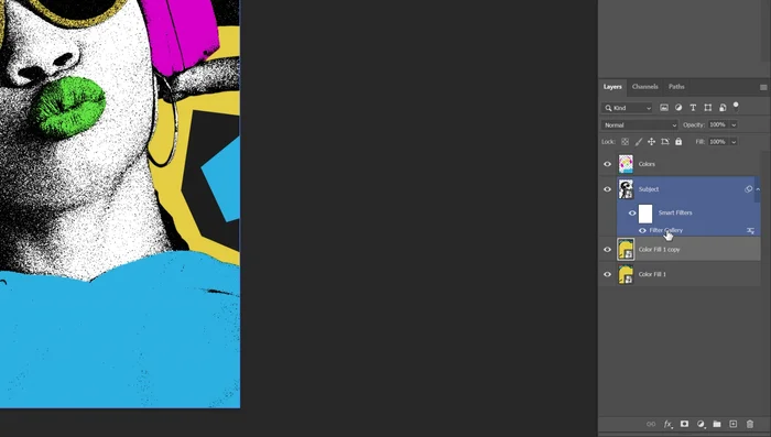 Cambiar el modo de fusión de la capa duplicada a 'Multiplicar'