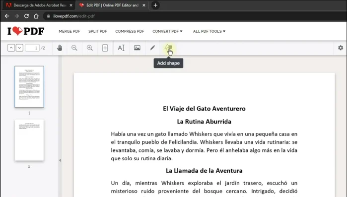 Utiliza la herramienta 'Formas' y selecciona un rectángulo.