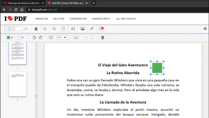 Ajusta la opacidad del rectángulo (porcentaje) para que el texto se vea a través de él.