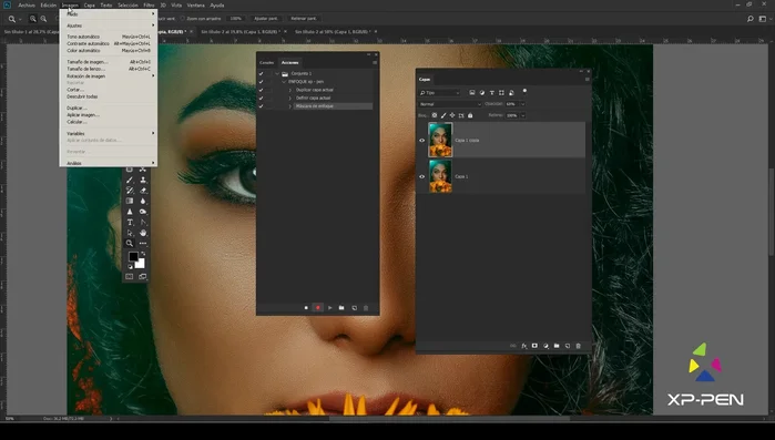 Ajustar brillo y contraste (Imagen > Ajustes > Brillo/Contraste). Aumentar el brillo a 2.