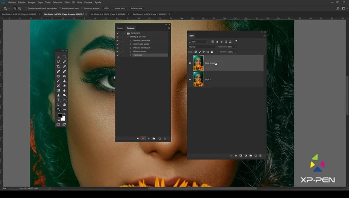 Aplicar el filtro 'Paso alto' (Filtro > Otro > Paso alto) con un radio de 2 píxeles.