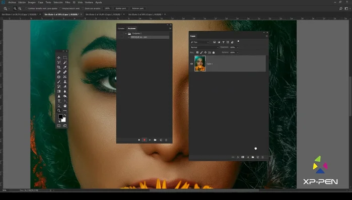 Duplicar la capa de la fotografía y reducir su opacidad al 60%.