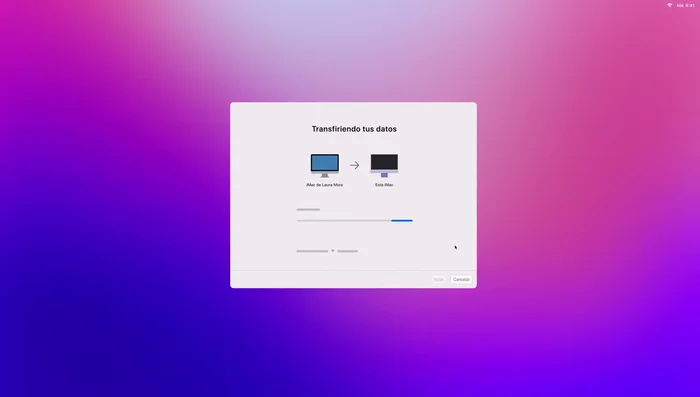 Una vez iniciada la transferencia, espera a que se complete (puede tardar varias horas).