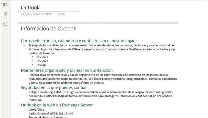 Navega rápidamente entre secciones, páginas y párrafos usando vínculos.