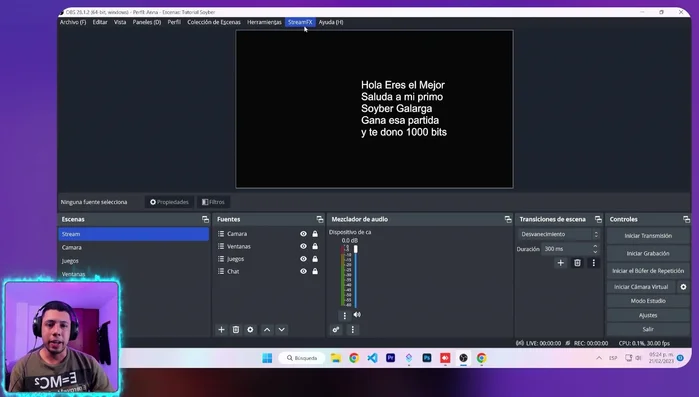 Acceder a 'Herramientas' > 'Ajustes de WebSocket' en OBS Studio.