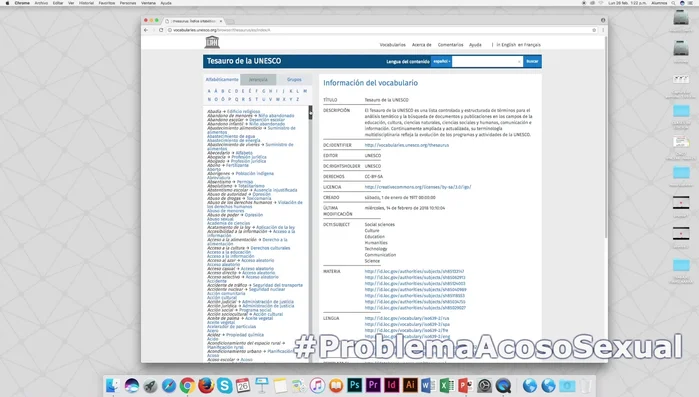 Buscar la palabra clave relacionada con tu tema de investigación (en el ejemplo, "acoso sexual").