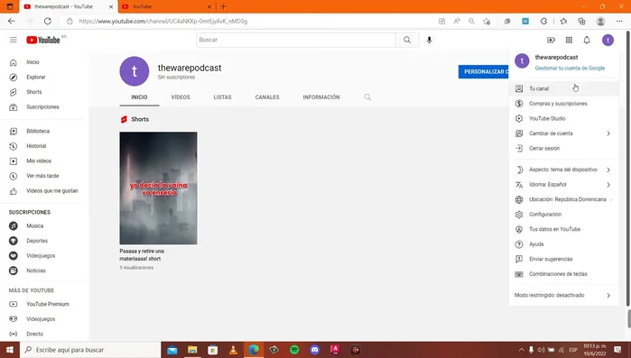 Selecciona "YouTube Studio".