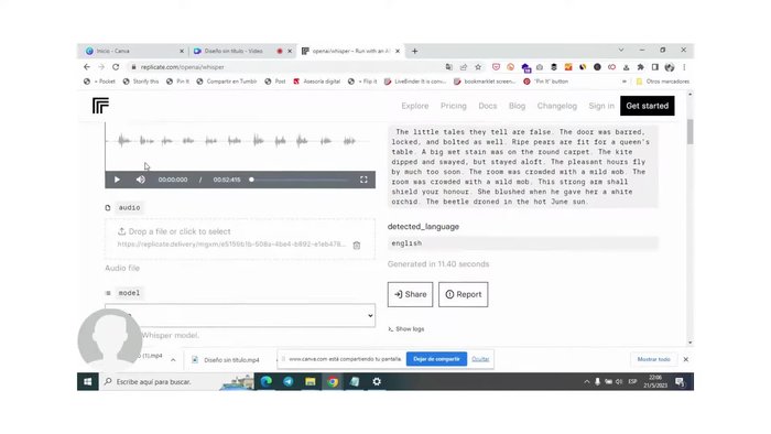Subir el archivo de audio que deseas transcribir.
