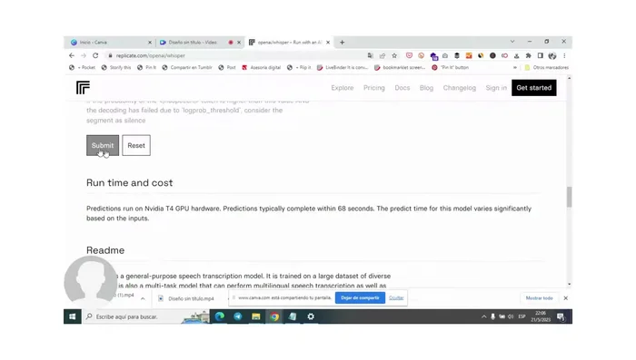Hacer clic en el botón 'Submit'.
