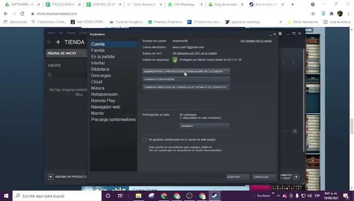 Busca y selecciona 'Administrar la protección de la cuenta'.