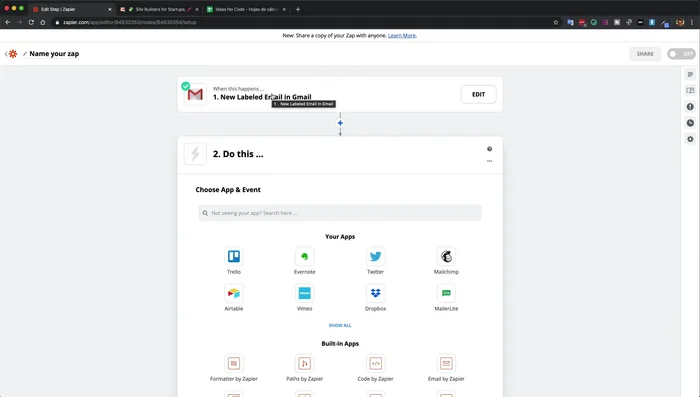 Configurar el filtro: Especificar las condiciones del filtro. Se utiliza el campo 'Label' (etiqueta) para verificar la presencia de 'No Code' y la presencia de la estrella (representada por otra etiqueta en este caso).