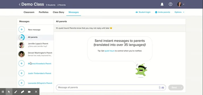 Revisar las conversaciones con los padres en la sección de mensajes.