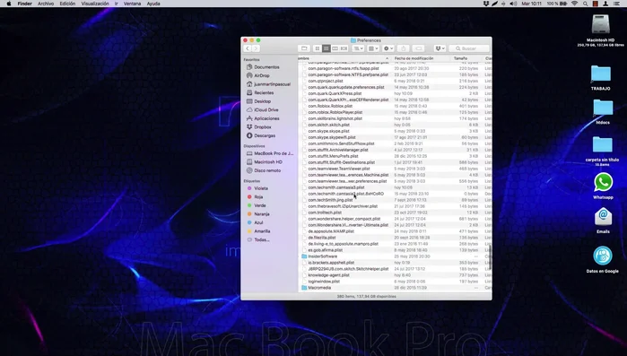Localiza la carpeta de preferencias de la aplicación problemática (ej. QuarkXPress).