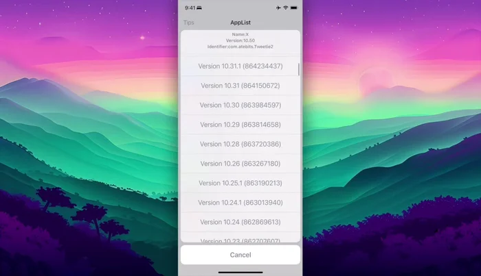 Seleccionar la versión deseada de la aplicación.
